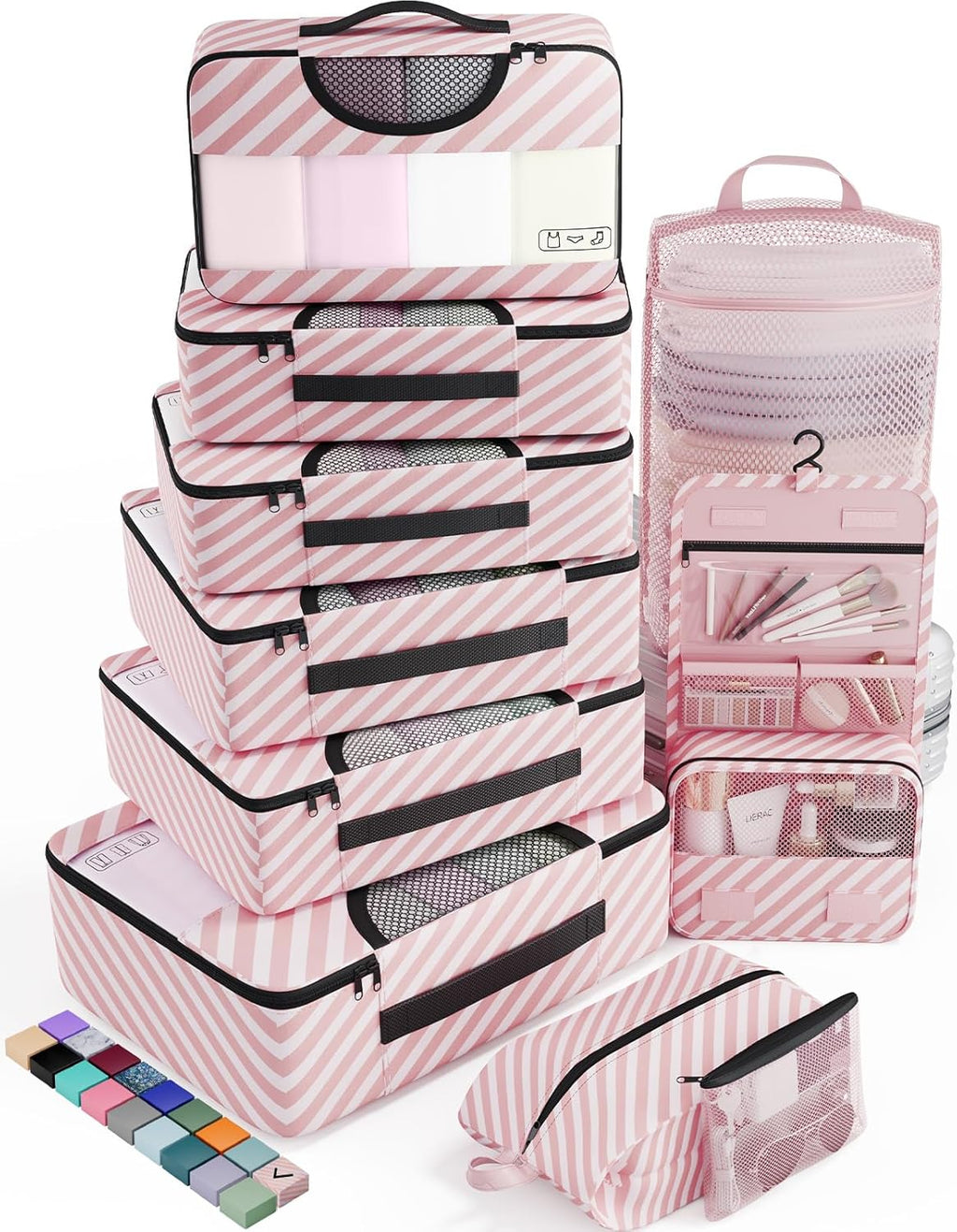 Veken 10 Set Packing Cubes for Travel Essential, Suitcase Organizer Bags in 4 Sizes, Carry-On Luggage Accessories with Large Laundry & Hanging Toiletry Bag, Must-Have for Airplane, Road Trip & Camping