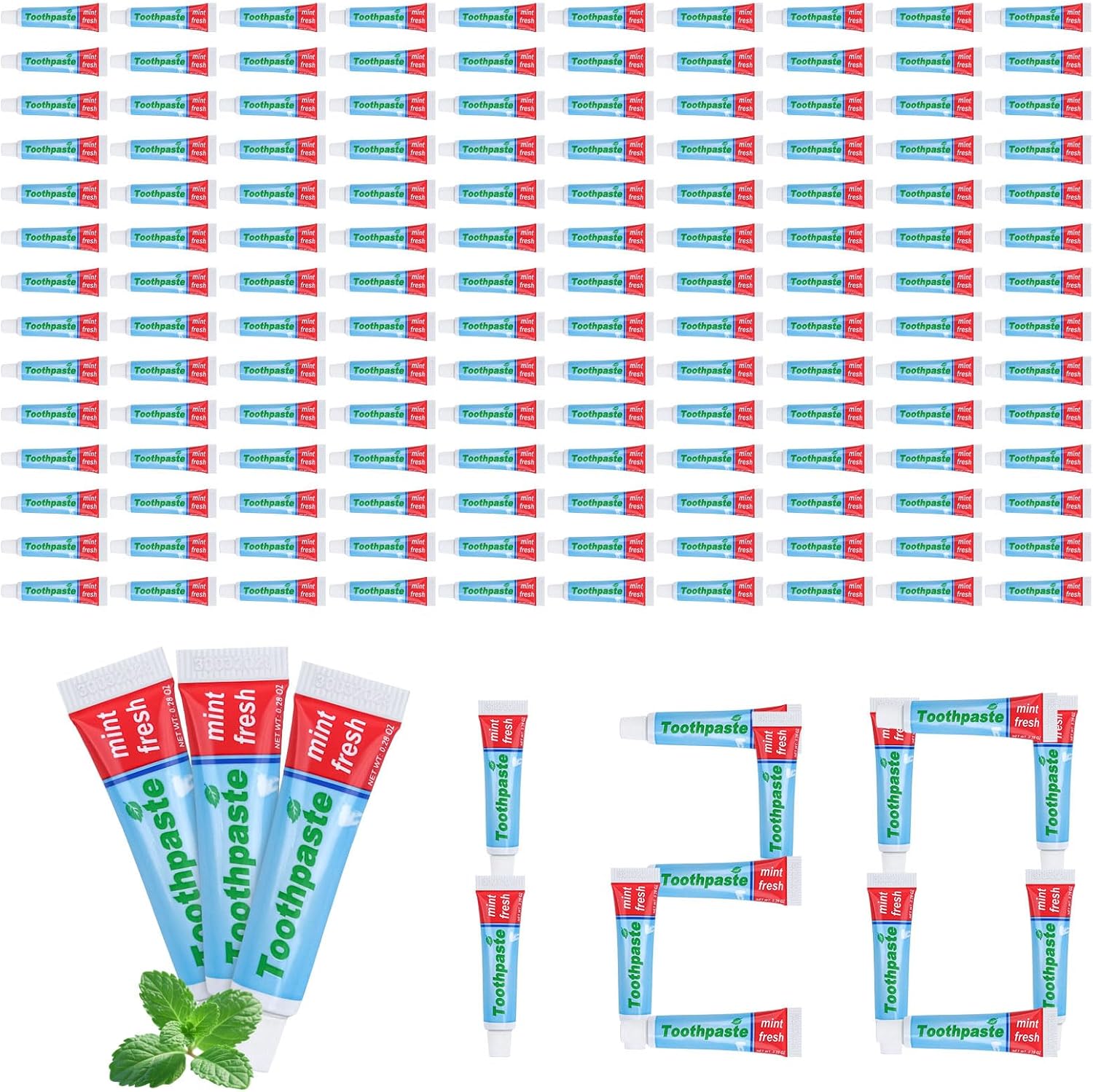 0.28oz Small Toothpaste Travel Size Bulk,Mini Toothpaste Travel,Mint Scent TSA Compliant for Hotel Camping Gym Office School Homeless 120