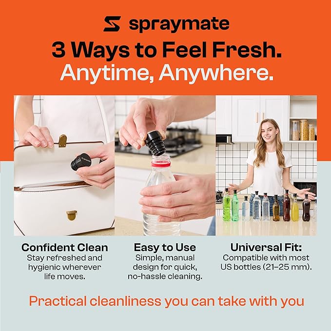 Portable Bidet for Women & Men - Travel Bidet for Camping, Toilet & Hiking | Compatible with Most Bottles | Ultralight 12g | USA Brand – Spray Mate MINI