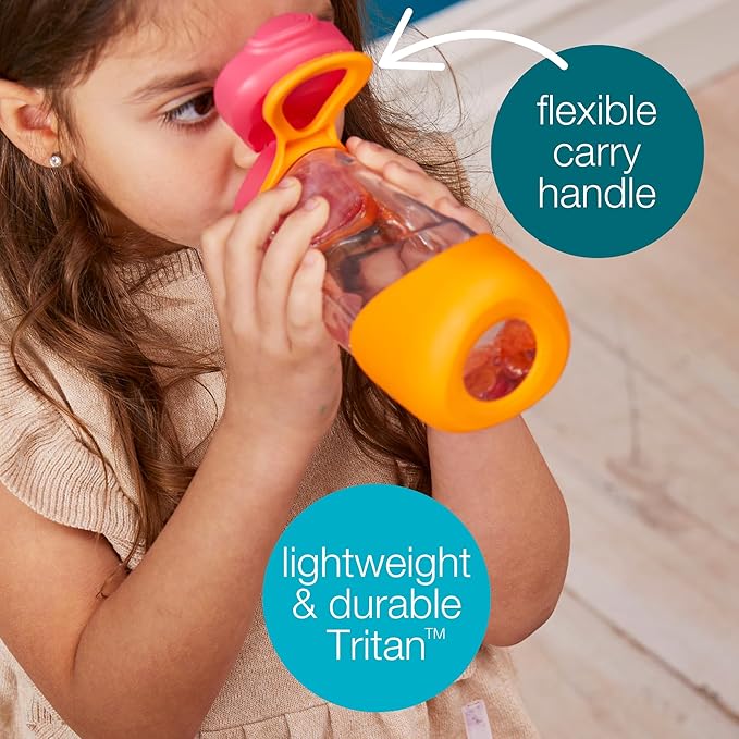 b.box 15 oz Sport Spout Kids Water Bottle for School, Sports, Travel, Daycare. Leakproof, Spill Proof, Dishwasher Safe. Easy Grip Triangle Shape, Durable Tritan Material. BPA Free.