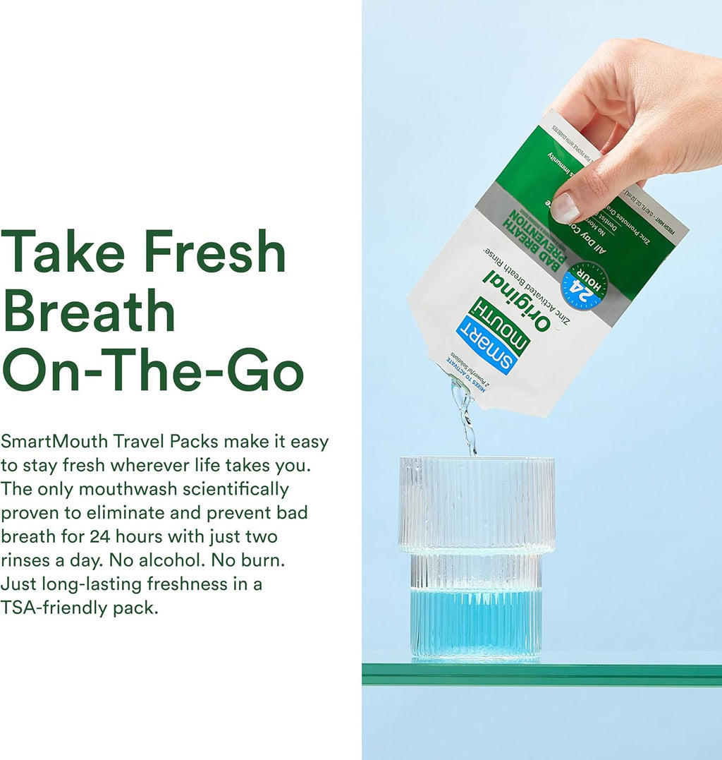 SmartMouth Original Activated Mouthwash Single Packs, Travel Mouthwash, Fresh Mint, 40 Pack