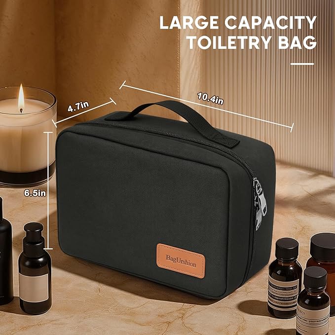 Toiletry Bag for Men,Travel Toiletry Organizer,Travel Essentials Dopp Kit,Water Resistant Shaving Bag for Toiletries Accessories -Black