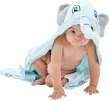 HIPHOP PANDA Hooded Towel - Rayon Made from Bamboo, Bath Towel with Bear Ears for Newborn, Babie, Toddler, Infant - Absorbent Large Baby Towel - Blue Elephant, 30 x 40 Inch