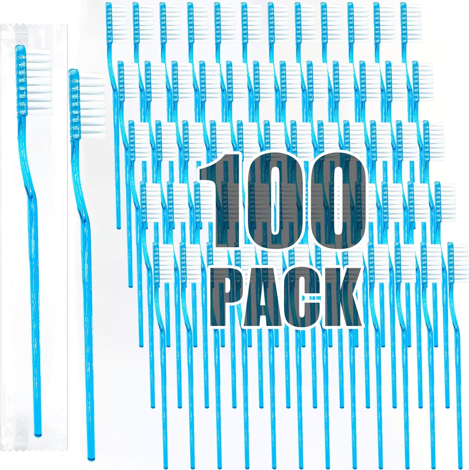 Disposable Toothbrushes with Toothpaste Adult Pre-Pasted Disposable ToothbrushTravel with Toothpaste Bulk Toothbrushes Waterless Toothbrush Individually Wrapped Mint-100Pcs