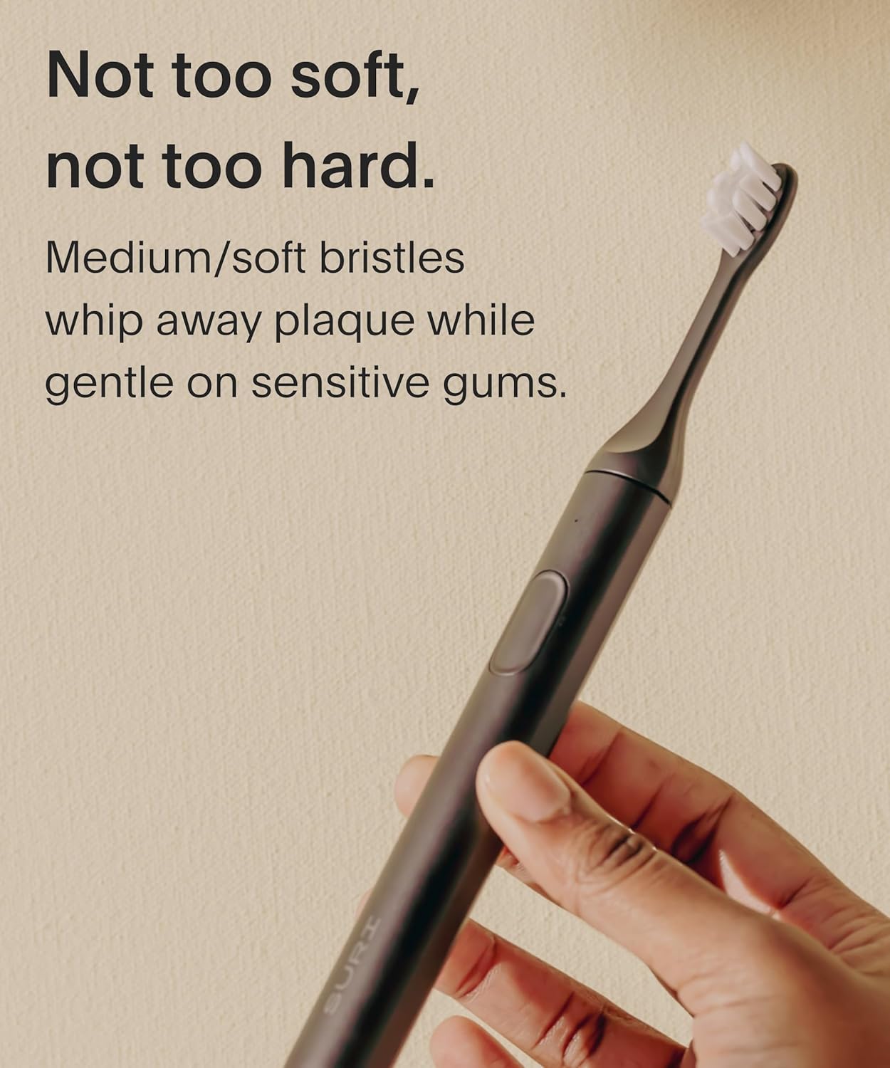 SURI Recyclable Plant-Based, Electric Toothbrush Heads - Built-in Tongue Scraper, Long Lasting Replacement Heads | Compatible Only Sonic Electric Toothbrush - Midnight Black, Pack of 3