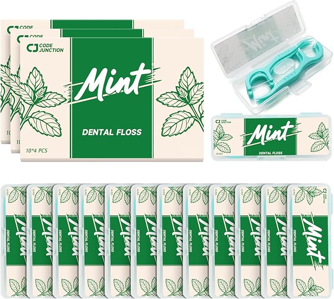Travel Floss Picks, Fresh Mint Flavor, Dental Floss for Adults, 120 Count (3 Boxes of 4 Travel Packs)