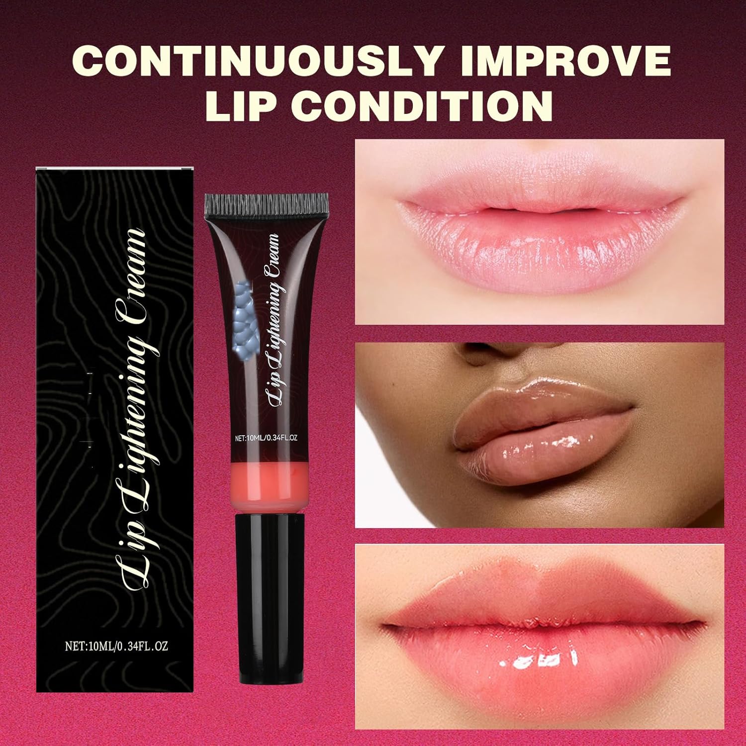 3 PCS Lip Lightening Cream for Dark Lips,Lip Lightener for Smokers and Non-Smokers,Brightening Lip Balm,Help fade lip discoloration,Deep Moisturizing,10ml/0.33fl.oz