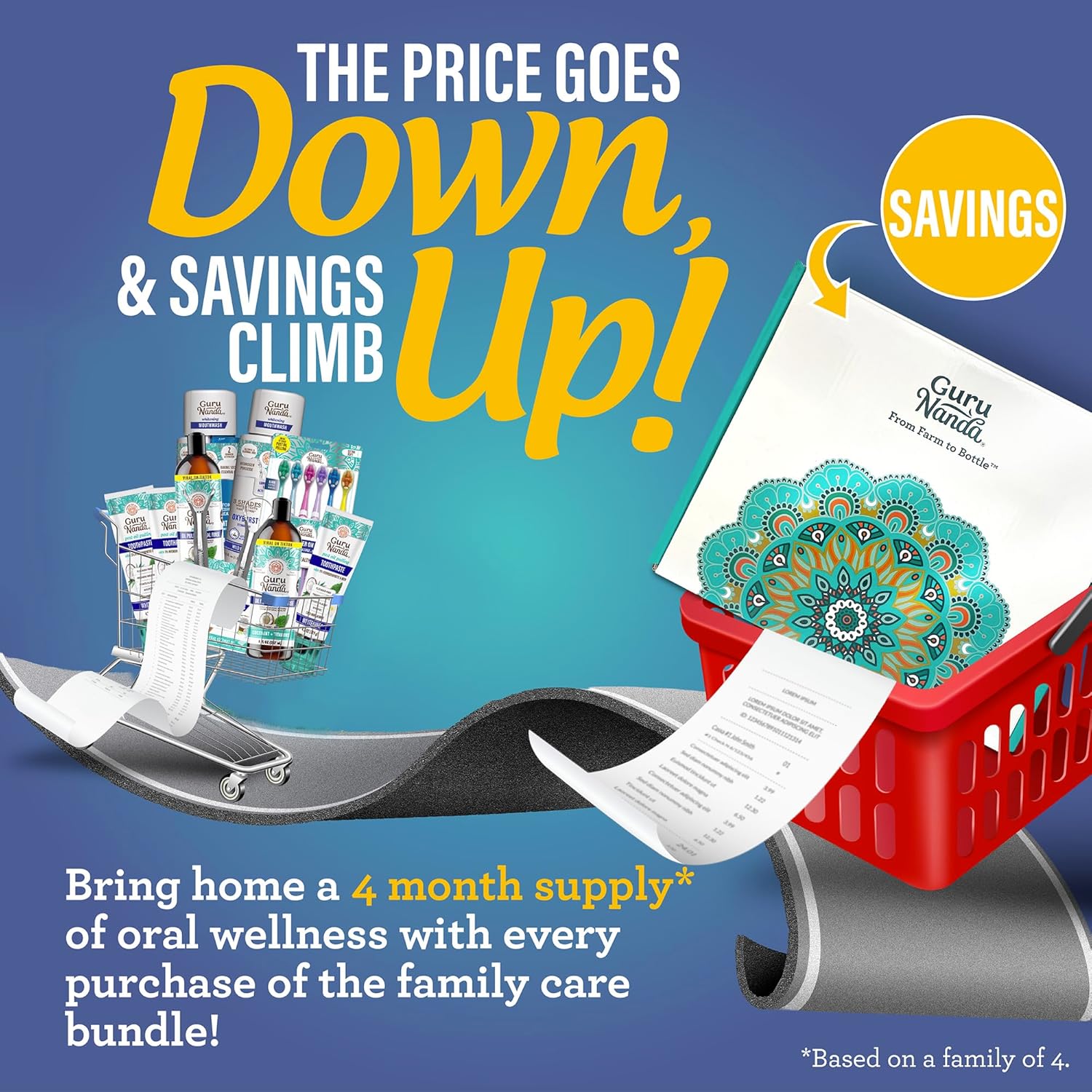 GuruNanda Family Complete Oral Care Set – The Ultimate Routine with Oil Pulling, Toothbrush, Toothpaste, Tongue Scraper, Floss Picks, Mouthwash & Whitening Strips