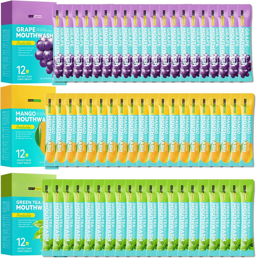 Travel Size Mouthwash,Mini Mouthwash Travel Size Bulk Portable Mouth Wash Set,Individual Small Travel Mouth Wash Packets for Fresh Breath(Pack of 60) J