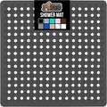 GORILLA GRIP Patented Square Shower Stall Mat, Small Bathtub Floor Mats for Stand Up Showers, Suction Cups and Drain Holes, Machine Wash, Soft on Feet, Bathroom Accessories 21x21 Inch, Charcoal Opaque