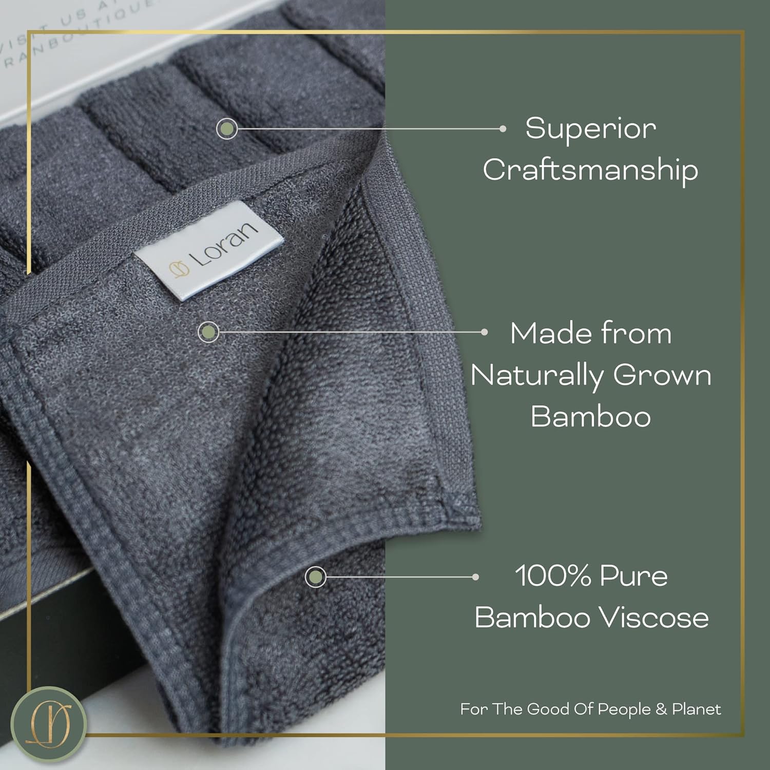 Charcoal Grey Washcloths Set of 6 Soft Facial Cloths 10” x 10” 100% Viscose Derived from Bamboo Spa-Like Feel Silky Face Cloth for Skin Cleansing