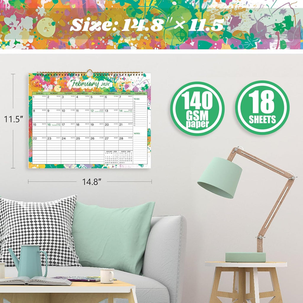 2026 Calendar 12 Month Wall Calendar 2026, Jan to Dec 2026 Calendar with Julian Dates, 14.8" X 11.5" (2026 Wall Calendar Colorful)