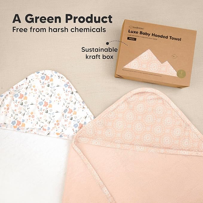 KeaBabies Hooded Baby Towel for Newborn - Viscose Derived from Bamboo Large Baby Bath Towels with Hood for Boys, Girls, Toddler, Extra Absorbent & Soft Newborn Bath Essentials (Pink Crystal, Regular)