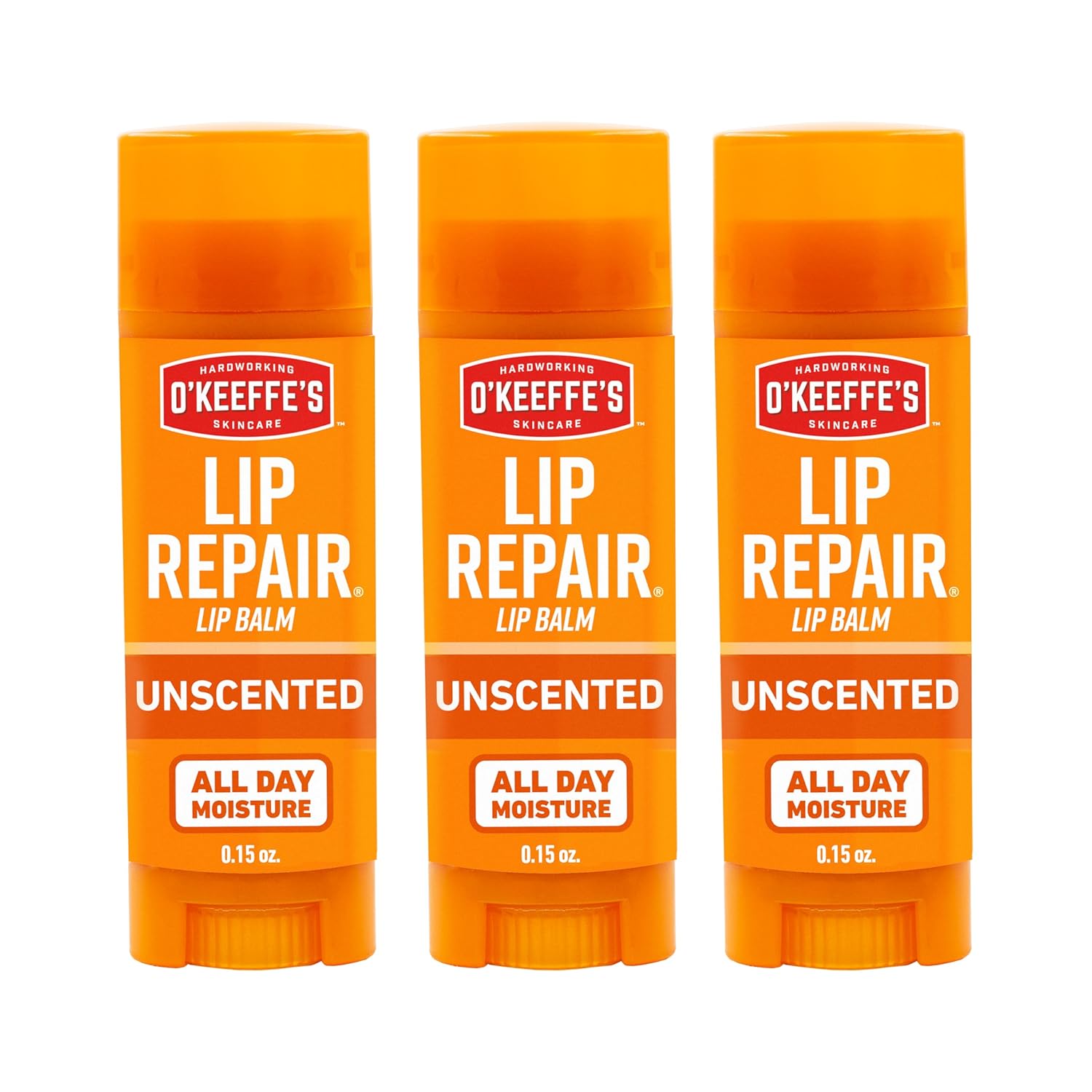 O'Keeffe's Lip Repair Unscented Lip Balm for Dry, Cracked Lips - Stick (3 Pack) - Moisturizer for Very Dry Lips