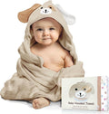 Baby Towels with Hood - Soft, Absorbent Viscose Made of Bamboo, Extra Large 35 x 35 Inches, for Newborns, Infants, Boys and Girls, Beige
