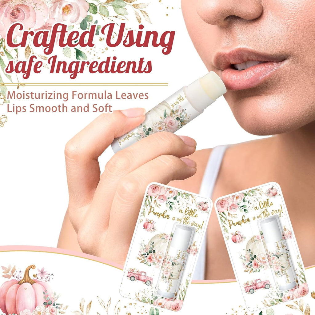 30 Pack Fall Little Pumpkin Baby Shower Games Prizes Gifts Bulk Pumpkin Pie Scented Lip Balms Favors for Boys Girls Pink Gender Reveal Decoration Halloween Autumn Thanksgiving Baby Shower Bags Stuffer