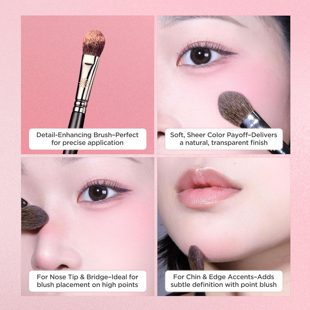 Piccasso 23 Small Blusher Brush – Precise Makeup Brush for Cheeks, Nose, and Chin, Soft Squirrel & Horse Hair for Delicate Application, Detail Face Brush for Daily Use, Korean Professional Beauty Tool