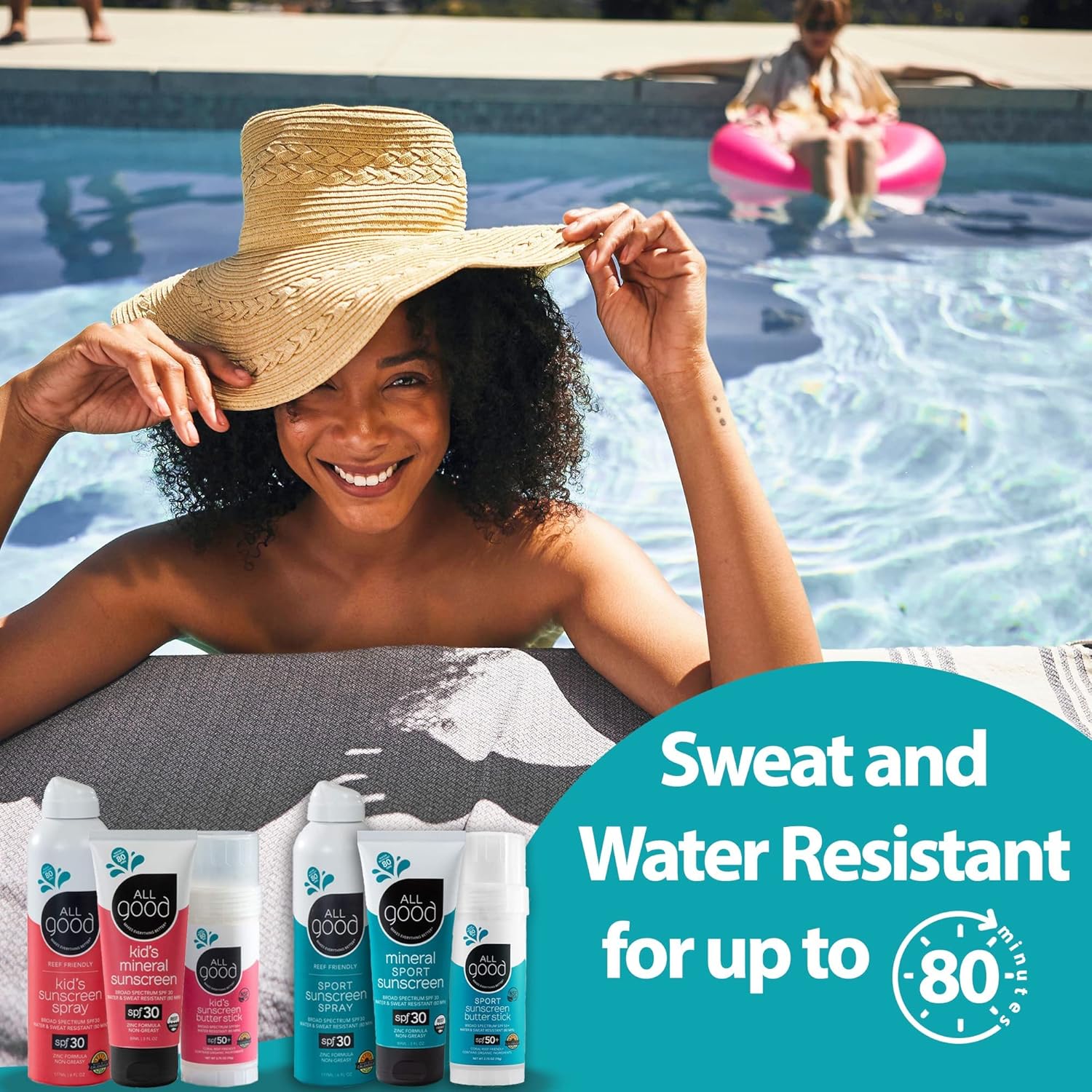 All Good Sport Mineral Sunscreen & Lip Care Bundle - UVA/UVB Broad Spectrum Protection, Reef Friendly, Watertight - Includes (1) SPF50 Butter Stick, (1) SPF30 Lotion, & (1) SPF20 Lip Balm