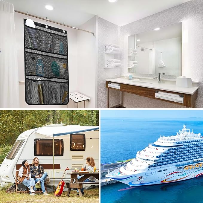 Mesh Shower Caddy Hanging, Quick-Drying Shower Organizer with 7 Pockets, Portable Bathroom Organizers and Storage for Shampoo, Soap, Loofah, Travel, and Cruise Essentials