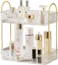2 Tier Bathroom Organizer Countertop Makeup Perfume Tray Skincare Organizer for Bathroom Dresser Vanity (White)