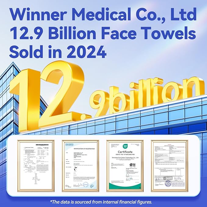 Winner Face Towels, 100% USDA Biobased Facial Towelettes XL, Disposable Face Towel for Sensitive Skin, Ultra Soft Makeup Remover Dry Wipes, Odor-Free, 55 Count, 1 Pack