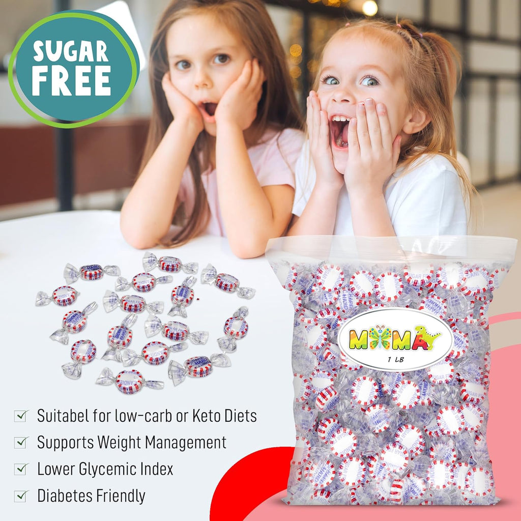Starlight Sugar Free Peppermint Candy - 1 lb Individually Wrapped Refreshing Peppermints in Bulk - Hard Mima's Summer Mega Sale Candy Mints Bag for Christmas Parties and Holiday Gatherings
