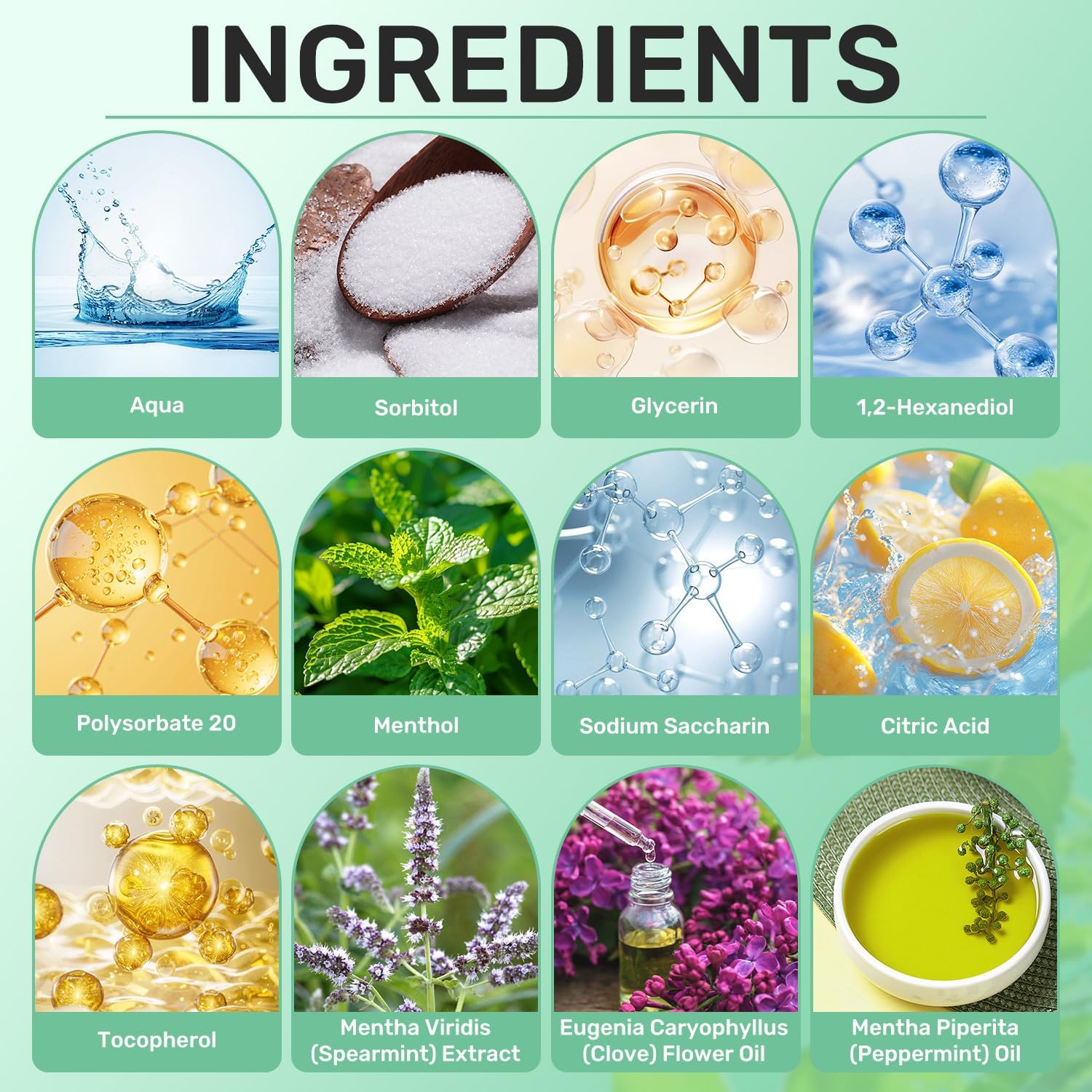 Spearmint White Oils Pulling Rinse-Natural Mouthwash with Organic Cold-Pressed Coconut Oil，White Oil Pulling Rinse for Teeth and Gums，Fresh Breath & Oral Care（2pc）