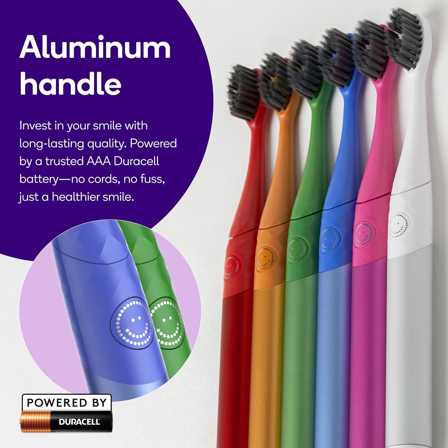 Burst Nova Toothbrush (2 Pack/Blue & Green) | Sonic Powered Teeth Whitening | Super-Soft Bristles | 18000 VPM | 2 Minute Timer | Aluminum Handle | Replaceable Brush Head | Compact Size | AAA Battery