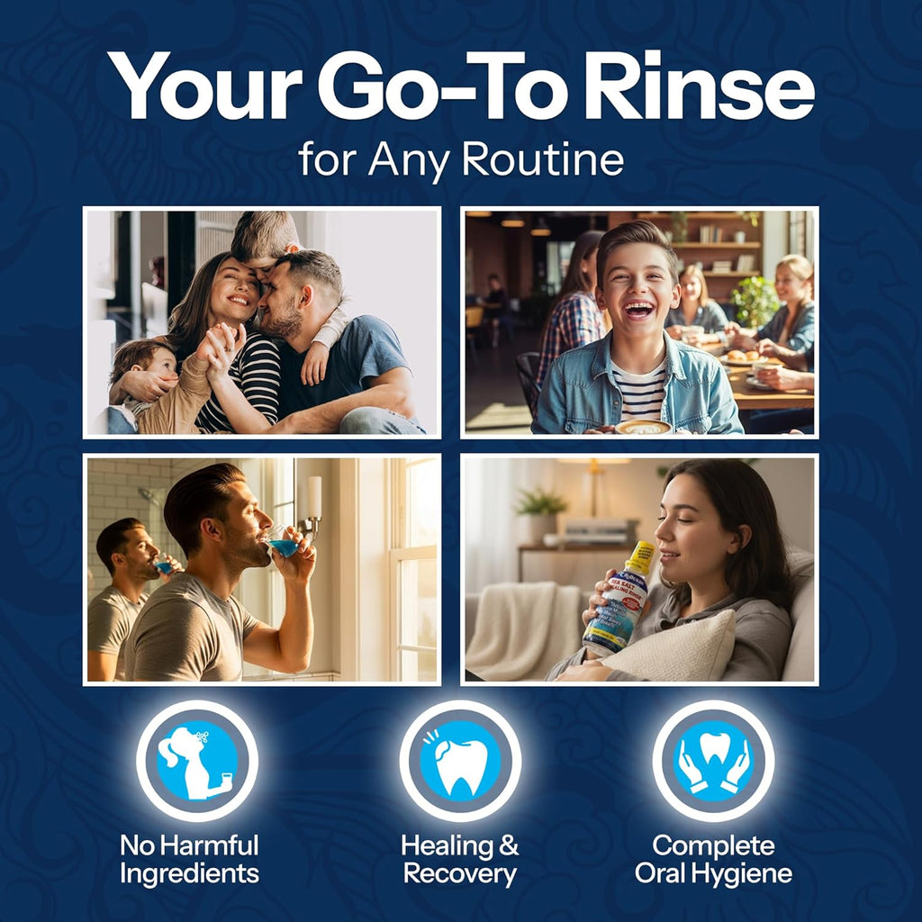 H2Ocean Healing Rinse Mouthwash - Great Tasting Sea Salt & Xylitol Mouth Wash for Fresh Breath & Dry Mouth - Alcohol & Fluoride Free - Arctic Ocean Mint 8oz (Pack of 2)