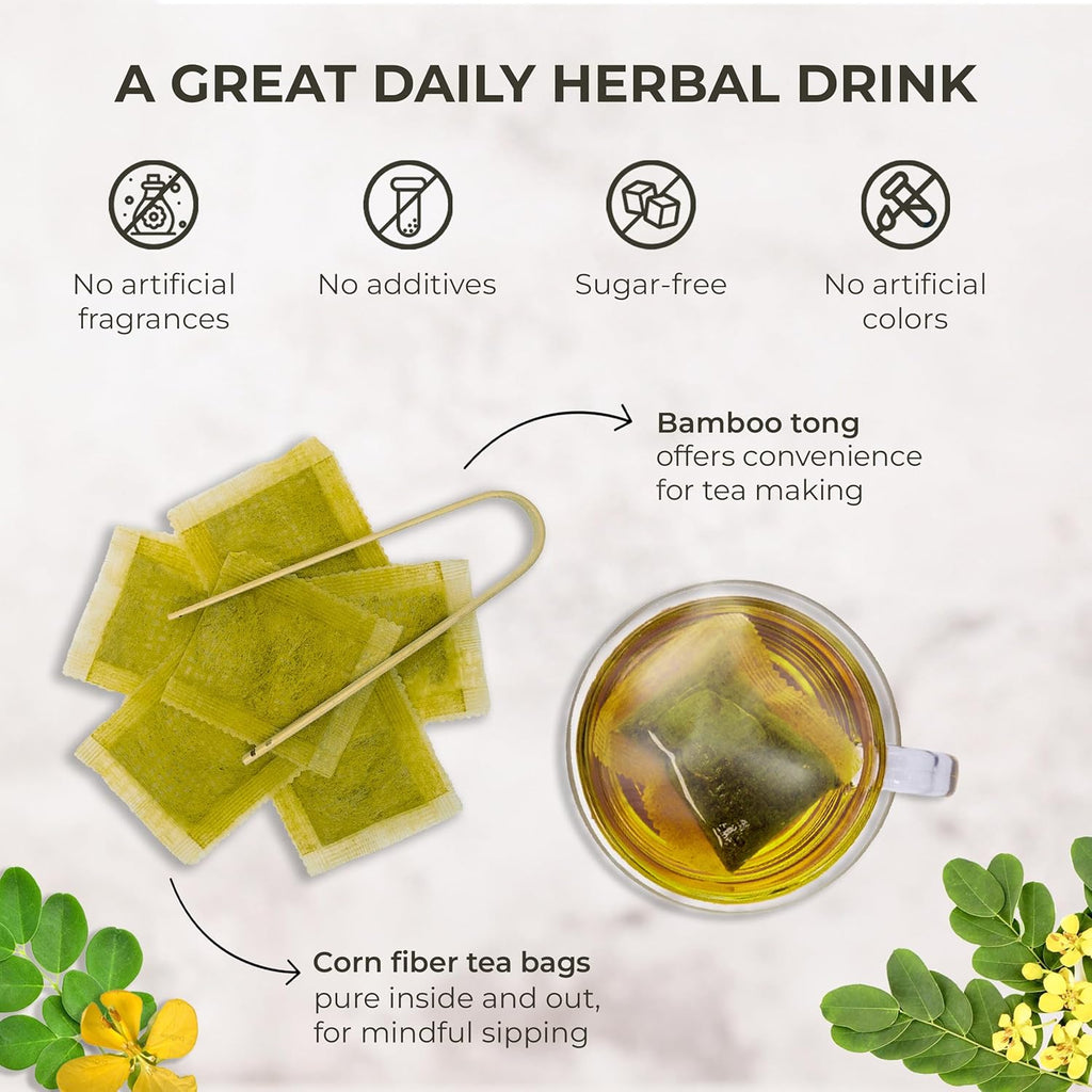 Senna Tea Bags - 55 Count (+5 Tea Bags), 5.29 oz, Bamboo Tong Included, Natural Senna Leaves, Supports Digestive Comfort & Gentle Cleanse, Slightly Bitter Herbal Tea for Daily Wellness