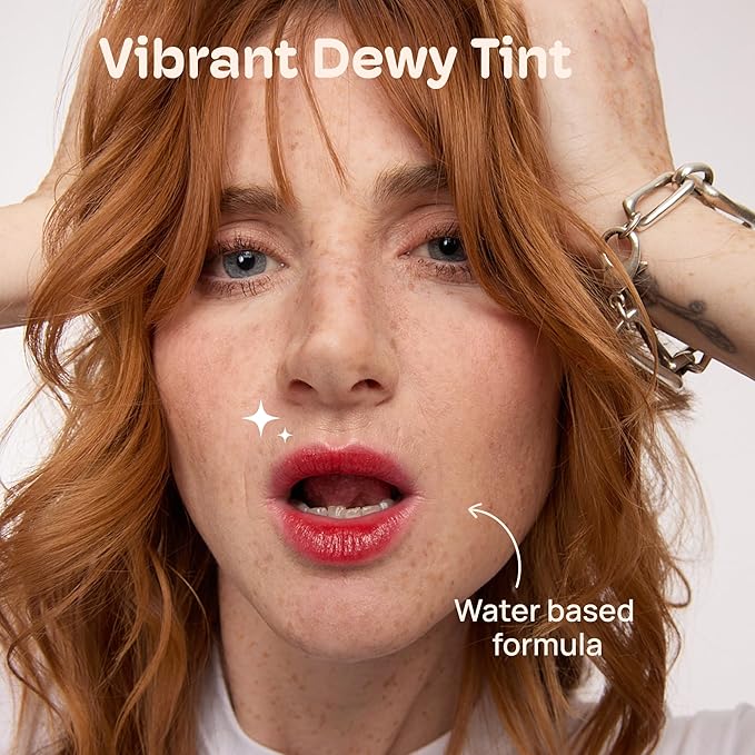 MIXIK Juicy Lip Tint, Hydrating Water-Based Lip Stain and Tint that feels light and fresh for Dewy and Radiant lips, Formulated with Blue Agave Extract for long lasting Moisturizing (Vivid Coral)