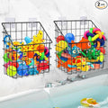 2 Pack Bath Toy Storage Organizer Basket, Large Metal Bathtub Toy Holder, Wall Mounted Hanging Shower Basket, Bath Toy Organizer For Bathtub for Easy Access and Sorting Toys/Clothes/Toiletries