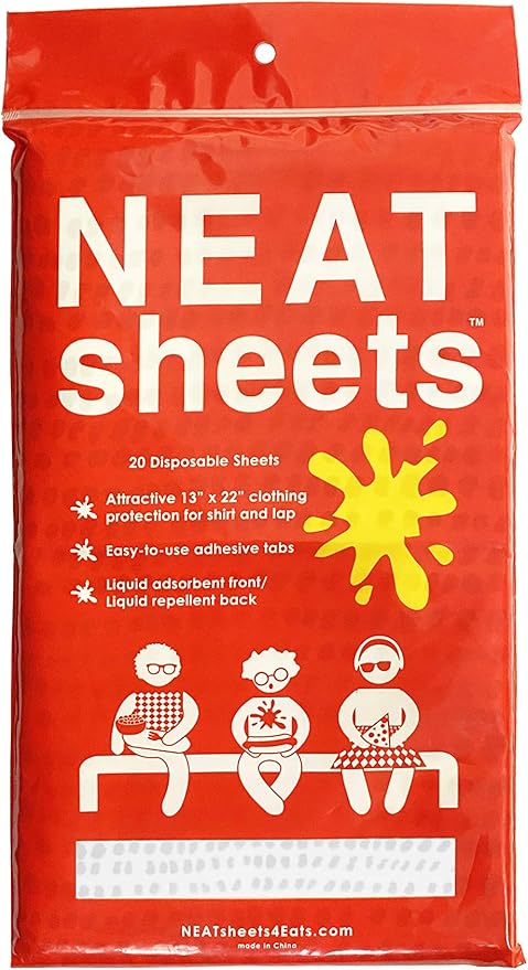 Disposable Bibs for Adults, Kids & Elderly Senior | Adhesive Tab Napkins for Eating, Personal Use, Home Care & Business | Spill Absorbent, Stain/Liquid Repellent | Grey Dot, 20 Count