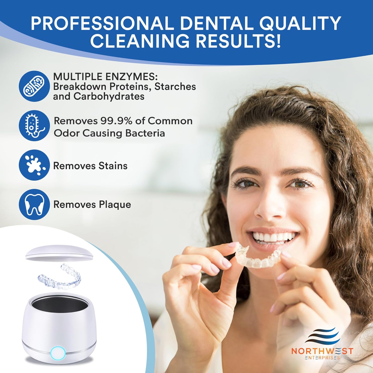 Ultrasonic Retainer Cleaner Solution Concentrate - Ultrasonic Denture Cleaner for Ultrasonic Machines - Cleans Mouthguards, Invisalign, and Nightguards - Odor, Stain and Discoloration Remover (16 oz)