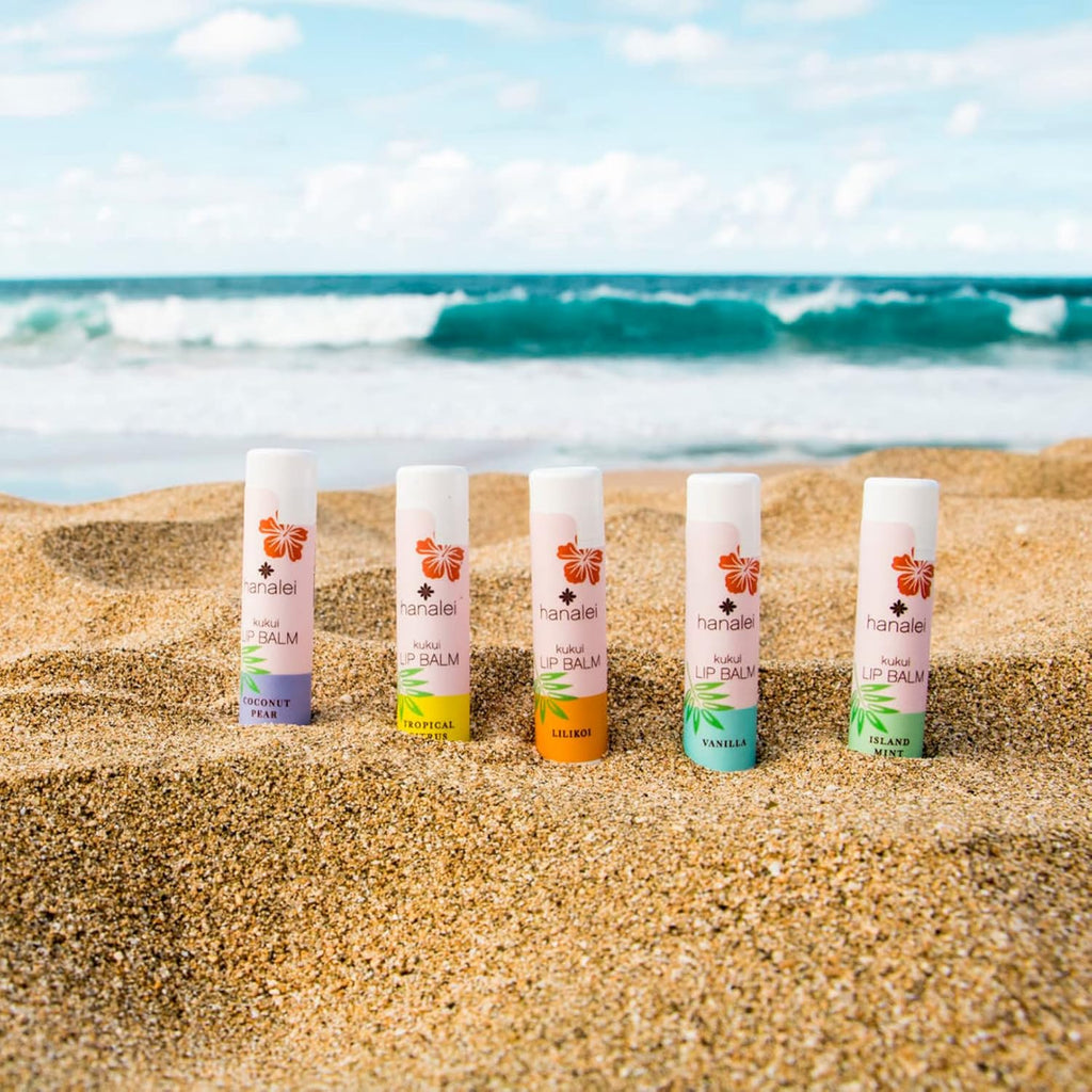 Hanalei Lip Balm & Moisturizer Variety Pack (5 Tubes) – Hydrating Care with Natural Kukui Oil & Beeswax – Soothes, Repairs & Nourishes Dry, Chapped Lips – Long-Lasting Moisture & Protection