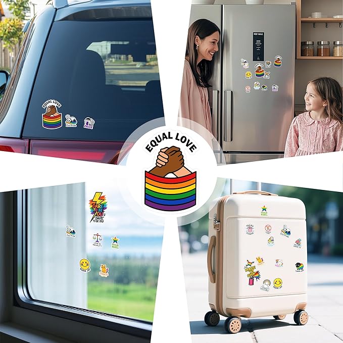 100 Pcs Rainbow Flag Pride Stickers Mixed, Stuff Vinyl Sticker Waterproof Decal Decore Laptop Water Bottle Scrapbook Hard Hat Funny Gift for Men Boy Birthday Christmas