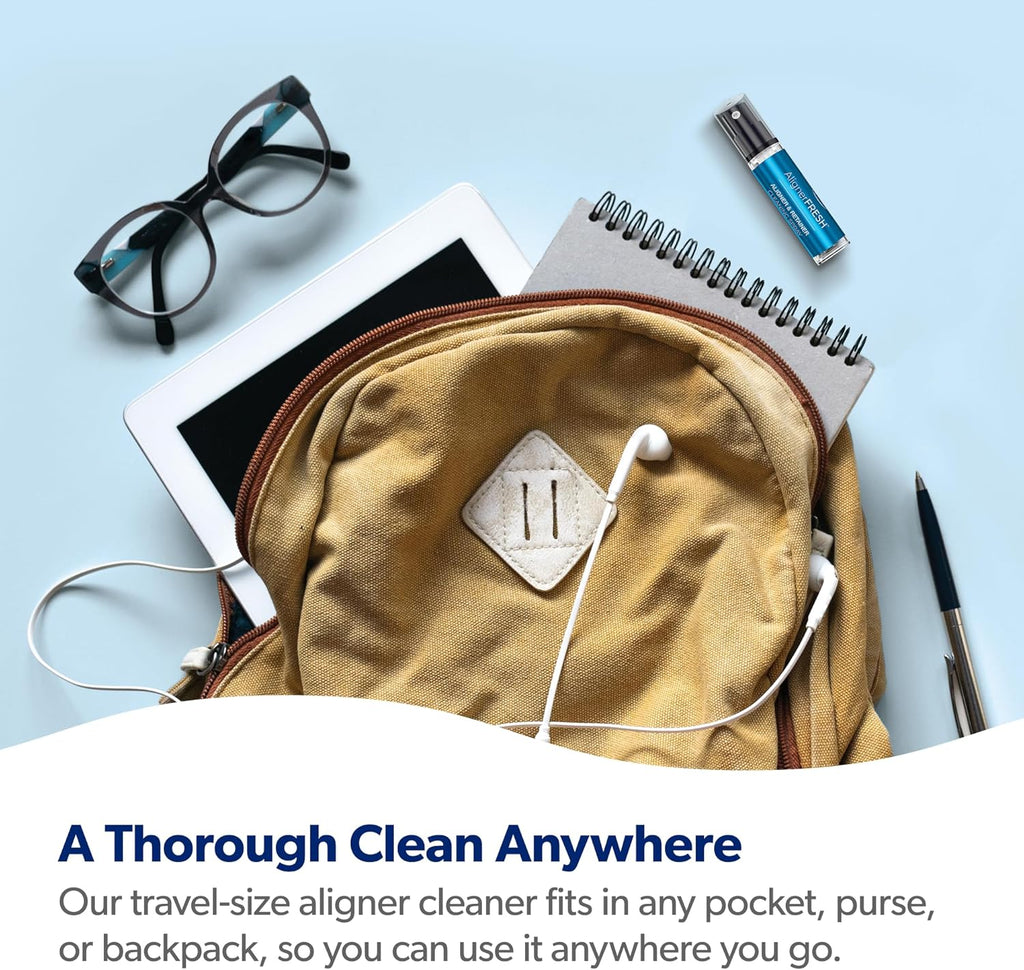 EverSmile AlignerFresh Cleaning Spray for Invisalign and All Clear Aligners and Retainers – On-the-Go Cleaning & Teeth Whitening, Kills Bacteria, Fights Bad Breath – Mint Flavor, 10ml (6 Pack)