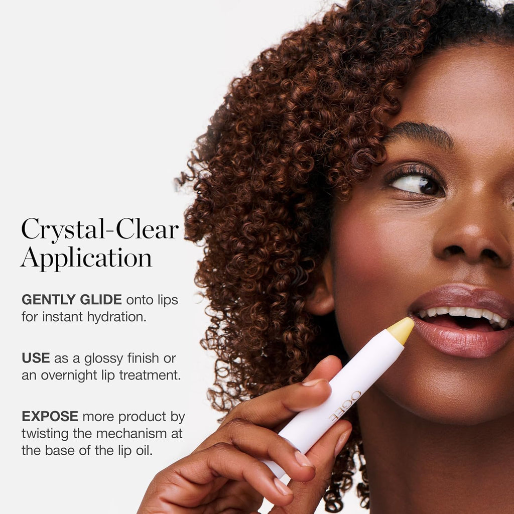 Ogee Sculpted Lip Oil - Lip Stain Made with 100% Organic Coconut Oil, Jojoba Oil, and Vitamin E - Best as Lip Balm or Overnight Lip Treatment - CLEAR