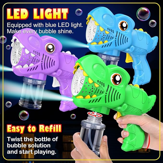 3 Bubble Guns Kids Toys - Rechargeable Bubbles Machine Outside Toys for Ages 3-5 Birthday Gift 3 4 5 6 7 8 Year Old Christmas Stocking Stuffers New Year Eve Gift Easter Valentine (Green+Blue+Purple)