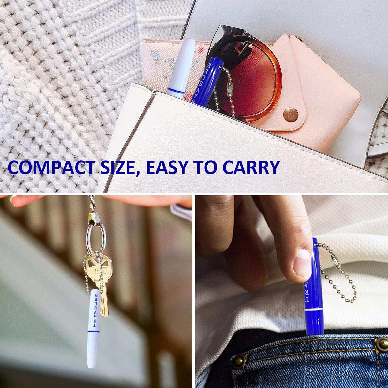 Portable Travel Toothpick Dental Tool, Stainless Steel Toothpick and Emery Stain Eraser, Metal Toothpick, Teeth Cleaning Plaque Remover Stain Remover with Chain (2)