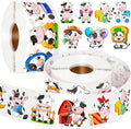 1200 Pcs Cute Cows Stickers for Kids 2 Roll Water Bottle Farm Stickers 2 Roll Sticker for Teacher Reward School Supplies Incentives Cow Party Favors (16 Styles)