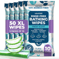 Body Wipes For Adults Bathing No Rinse 50pc XL - Ultra Thick Shower Travel Wipes For Personal Cleansing & Hygiene Essentials, Elderly Care, Incontinence Disposable Washcloths For Women Men