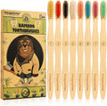 8 Count Bamboo Toothbrushes - BPA Free Soft Bristles Natural Toothbrush Set - Biodegradable & Compostable Eco-Friendly Wooden Toothbrush