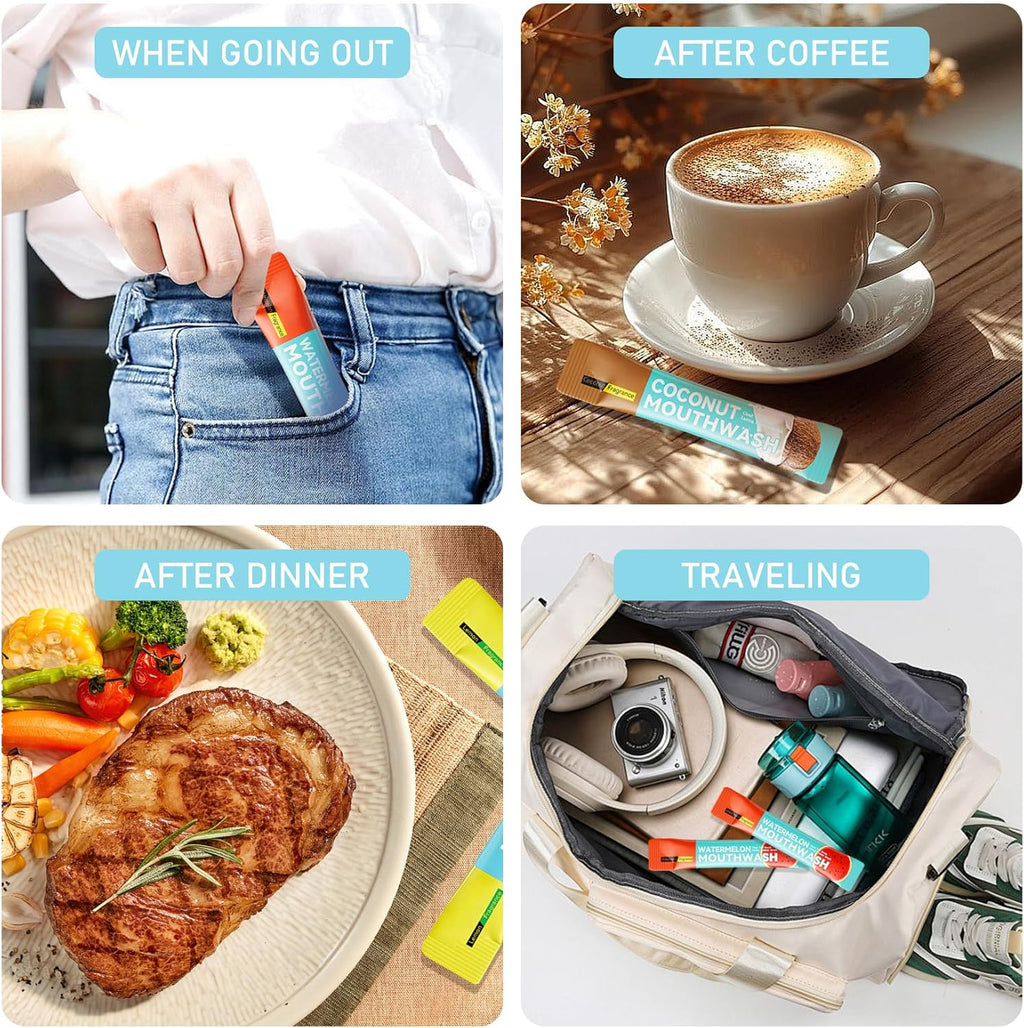 Mini Mouthwash Travel Size,Lemon Flavor Portable Individual Travel Mouth Wash for Fresh Breath, Refreshing Long Lasting Gentle Oral Care Mouthwash Packs(Pack of 20)