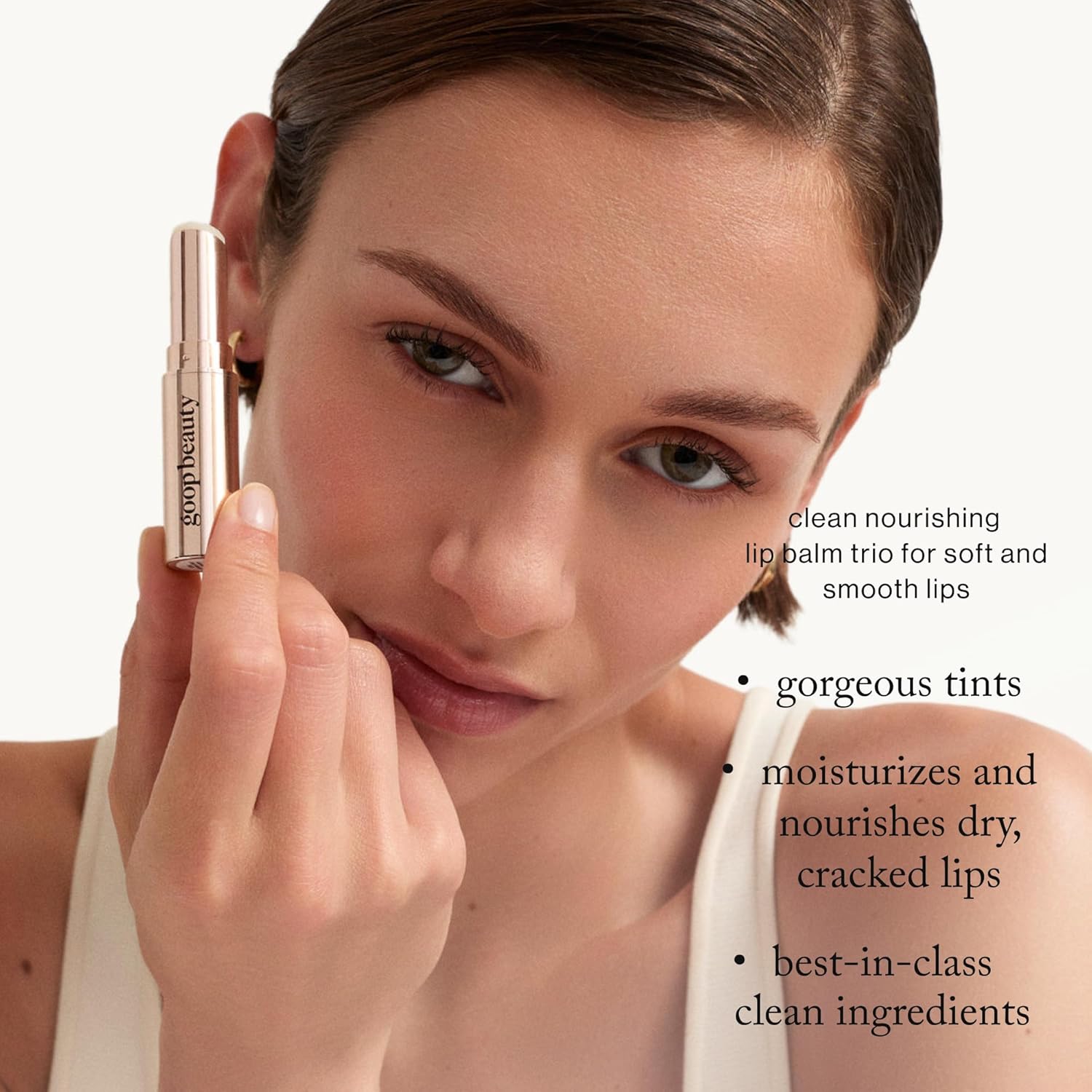 goop Beauty Lip Balm Trio | Clean Moisturizer for Chapped, Cracked & Dry Lips | Clear, Garnet, & Rose | Tinted for Sheer Color | Petroleum Free | 0.16 fl oz Each