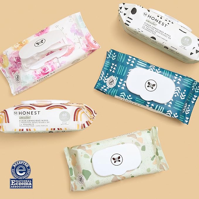 The Honest Company Clean Conscious Unscented Wipes Over 99% Water Compostable Plant-Based Baby Hypoallergenic for Sensitive Skin EWG Verified Geo Mood 648 Count