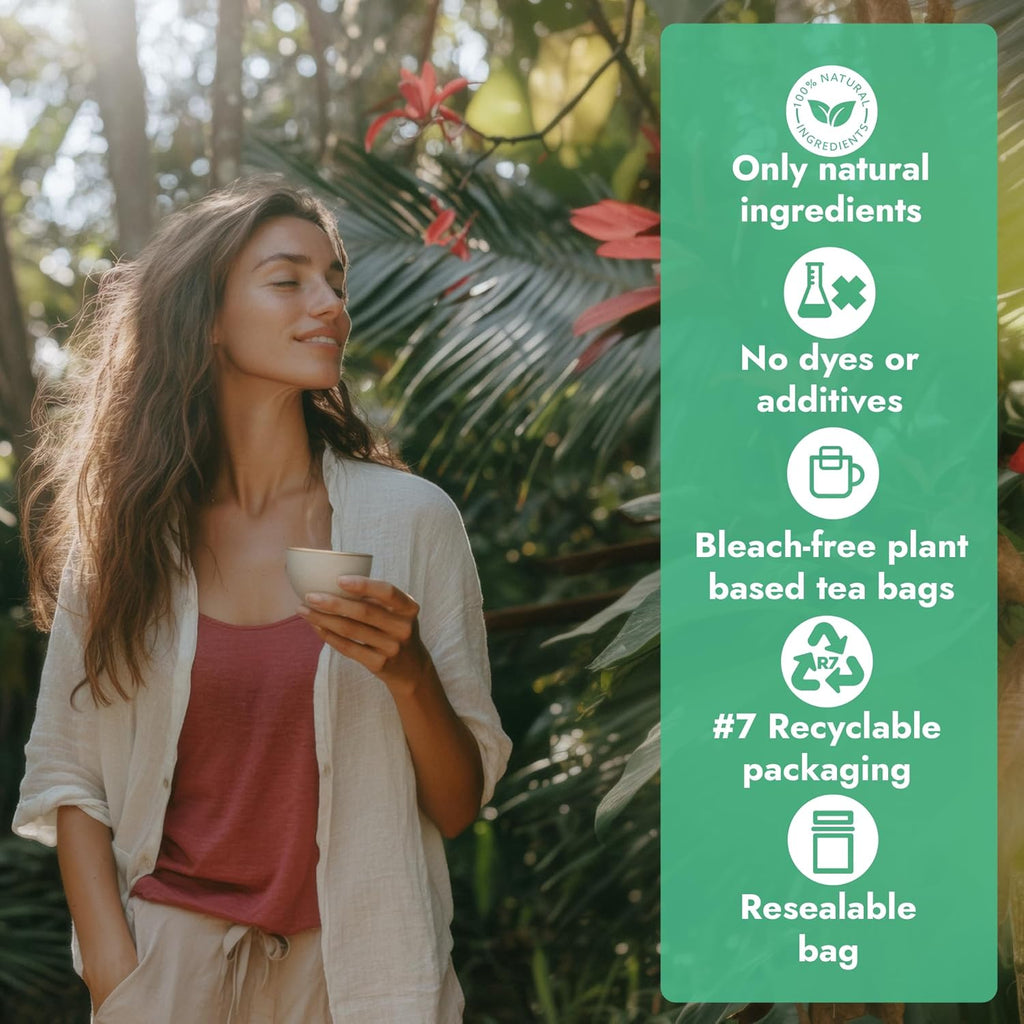 Vital Bloom 120 Tea Bags Moringa Tea, 100% Natural Moringa Leaves Herbal Tea, Supporting Digestion & Immune System - Bleach Free Tea Bags, Non-GMO (Free Bamboo Tongs Included)