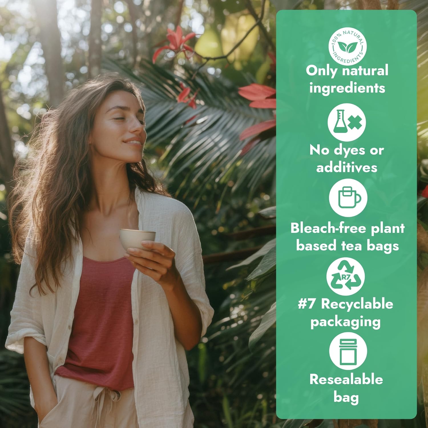 Vital Bloom 120 Tea Bags Moringa Tea, 100% Natural Moringa Leaves Herbal Tea, Supporting Digestion & Immune System - Bleach Free Tea Bags, Non-GMO (Free Bamboo Tongs Included)