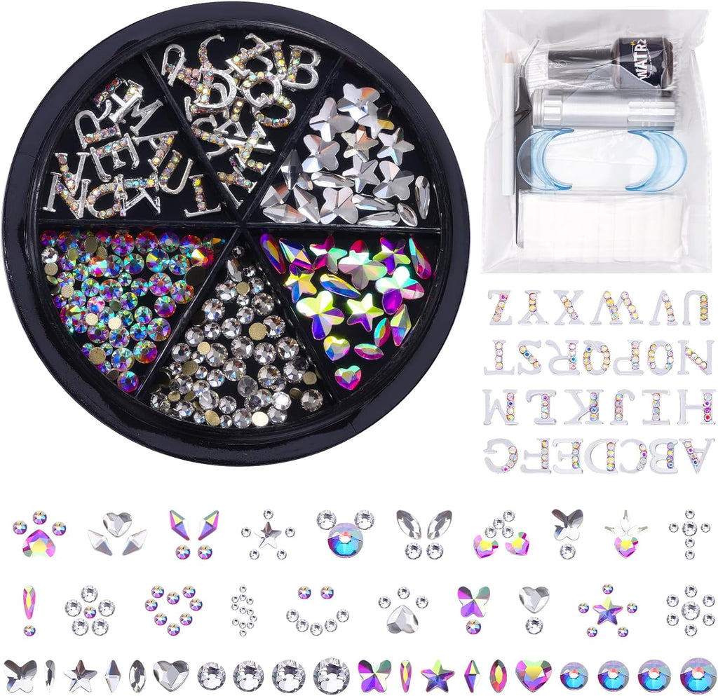 154 Letter pcs Teeth Gem Kit,Tooth Gems for DIY Crystals Teeth Jewelry Kit for Girls Gold Y2K Butterfly Love for Boys Silver (Silver)