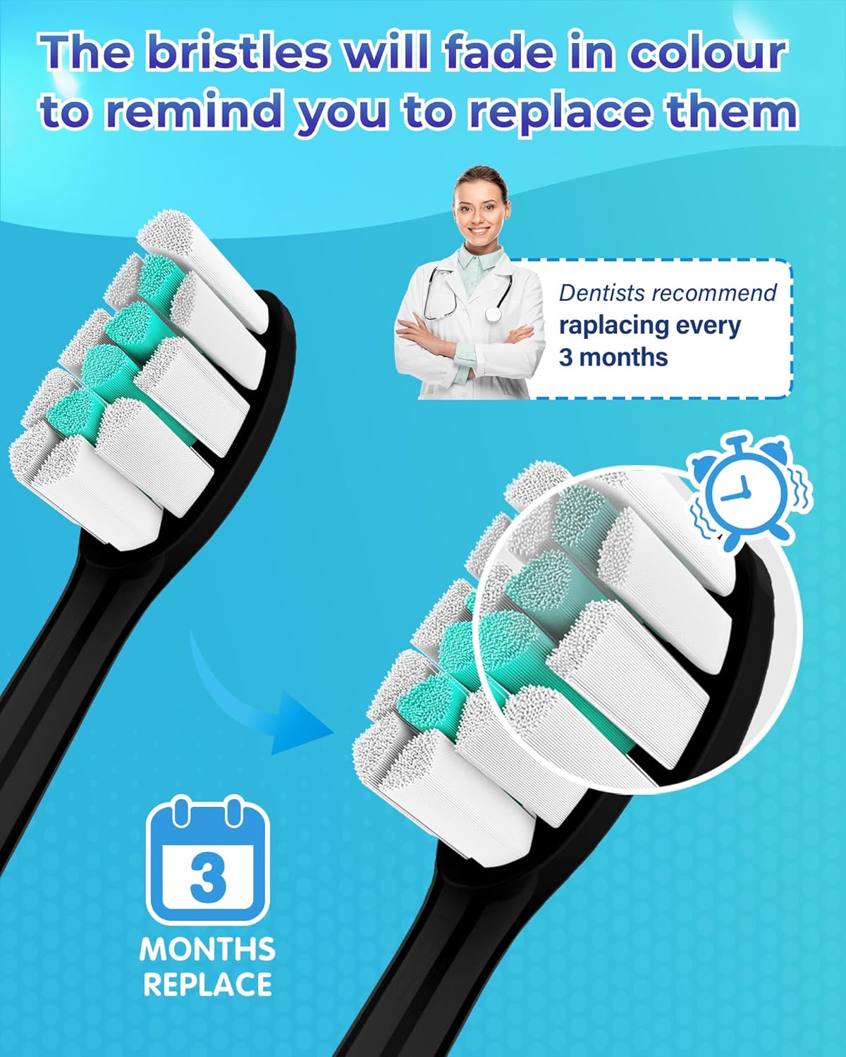 Replacement Toothbrush Heads Compatible with Philips Sonicare：10 Pack Soft Replacement Electric Brush Head Compatible with Phillips Sonicare Snap-on System Black